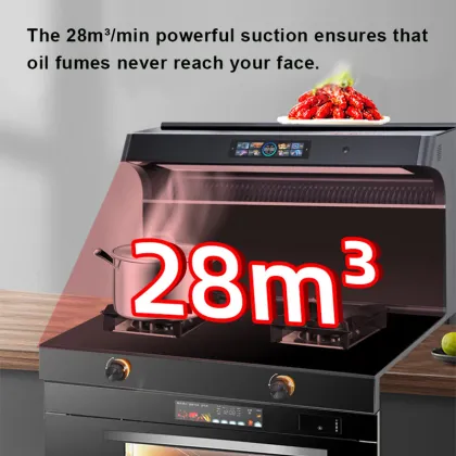 The Latest Design of New Integrated Cooker Power-Saving Kitchen Hood with Integrated Gas Stove