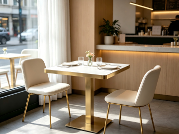 Elegant Gold-Accented Modern Dining Table