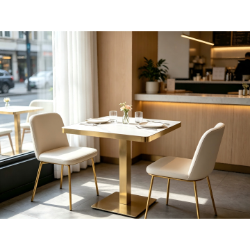 Elegant Gold-Accented Modern Dining Table