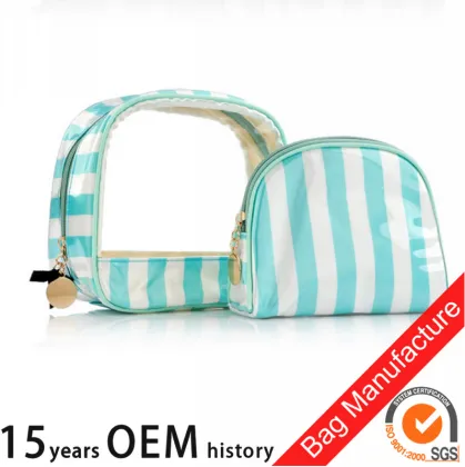 Beauty color vertical stripe cosmetic bags makeup bag