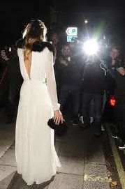rosie huntington whiteley sexy white chiffon prom gown formal dress moet chandon etoile awards TPD227