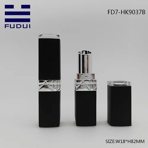 Square matte black custom lipstick tube design