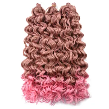 24 inch Ombre Pink Blonde Brown Gray Afro Curl Water Wave Braids Ocean Wave Curly Synthetic Crochet Braiding Hair Extension