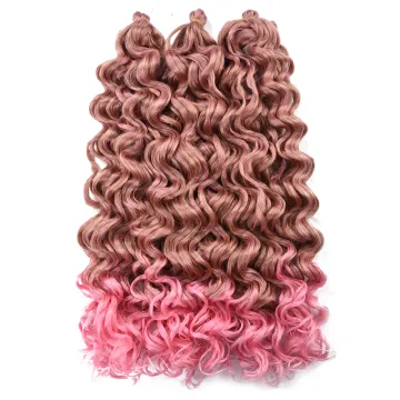 24 inch Ombre Pink Blonde Brown Gray Afro Curl Water Wave Braids Ocean Wave Curly Synthetic Crochet Braiding Hair Extension