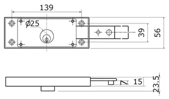 Right side roller shutter lock straight bolt