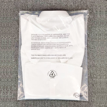 100% recycelte GRS -Kleidung Verpackung Erstickungswarntasche