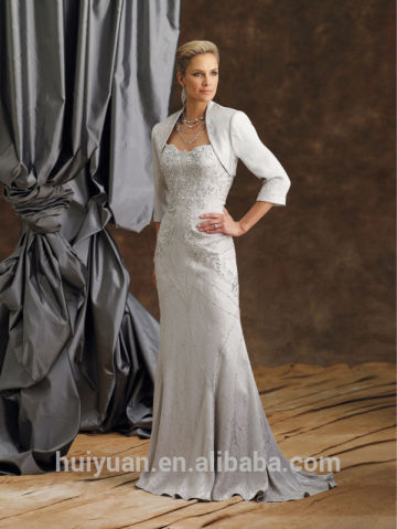 2 pieces long sleeve beaded formal white evening gowns