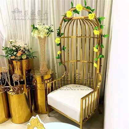 Gold Acrylic PVC Round Wedding Furniture Decor Flower Stand