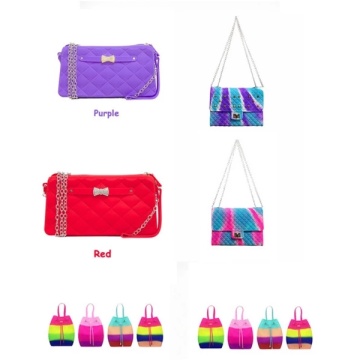 Food Grade Silicone Multicolor Keychain Clutch Bag