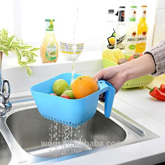 Fruits and Vegetables Plastic Drain Baskets with Handle Draining Basket Used In Sink with Handle