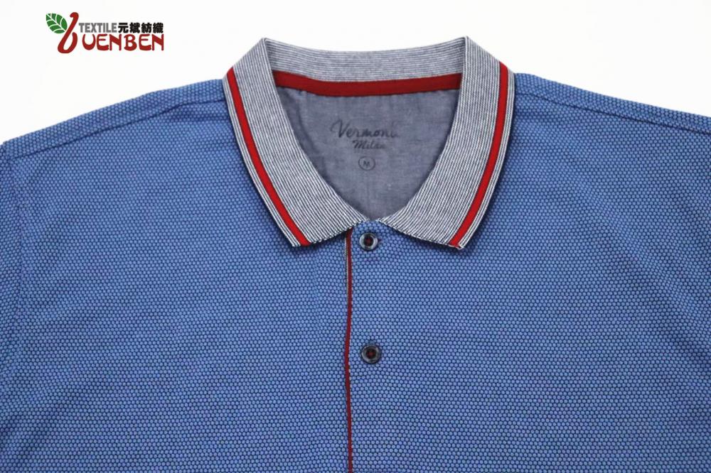 Jacquard Fabric With Contrast Collar And Embroidery Shirt