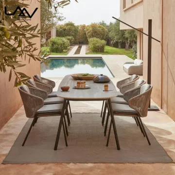 Aluminum Frame Rattan Garden Patio Furniture Set for Balcony and Leisure Dining