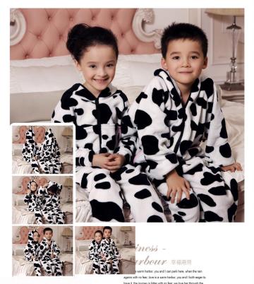 Kids Cattle Pattern Fleece Romper With Hood