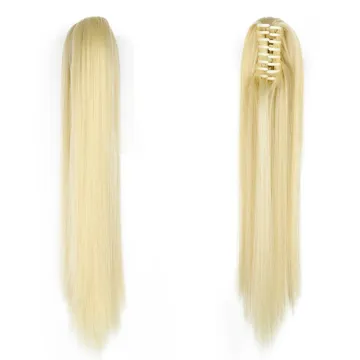 Wholesale Deep-Brown Long Straight Claw-Clip Drawstring Hairpiece Clip In Hair Tail Synthetic Hair Ponytails Extension For Women