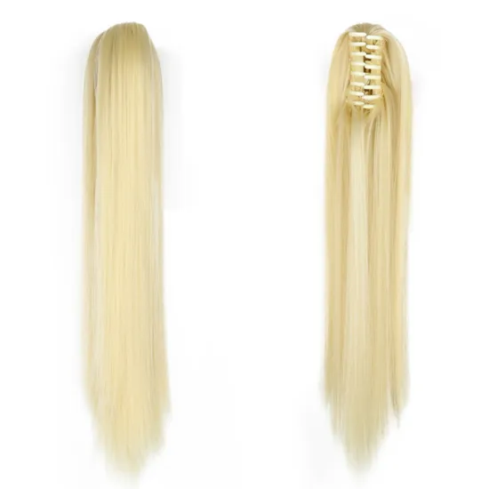 Wholesale Deep-Brown Long Straight Claw-Clip Drawstring Hairpiece Clip In Hair Tail Synthetic Hair Ponytails Extension For Women