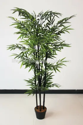 artificial tree, 5' bamboo tree, silk leaf, black bamboo pole