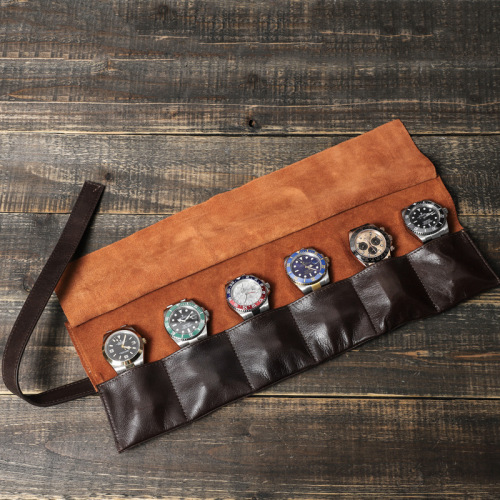 Luxus -Wachs -Leder -Uhr -Beutel mit 6 Slots