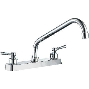 8\" kitchen faucet with three layers chrome plated finish