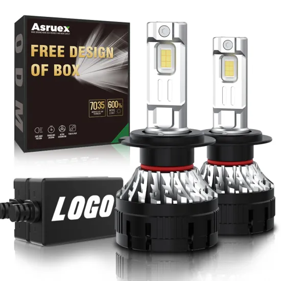 180W Asruex HMAX1 H7 LED Headlight Bulbs - 13,600 Lumens with Fan Cooling Technology