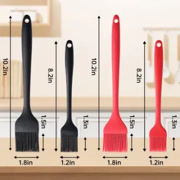 4 Wood Handle Culinary Oil Pack Silicone BBQ Sauce Basting Brushes