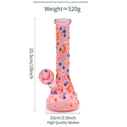 Pink Night Glow Starry Moon Glass Bong