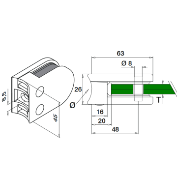 Pinces en verre OEM pour balustrade en acier inoxydable