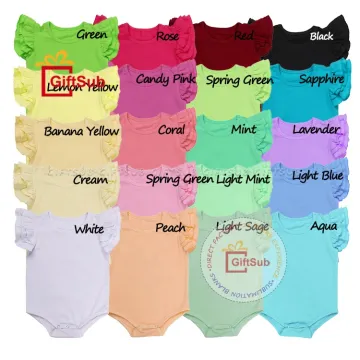 Summer Collection: Newborn Baby Clothing - Solid Color Short Sleeved Rompers & Ruffle Flutter Sleeve Bodysuits for Baby Girls