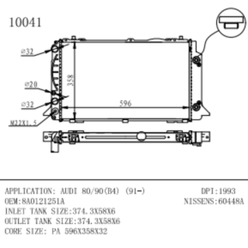 Radiador para Audi 80/90 B4 OEM número 8A0121251A