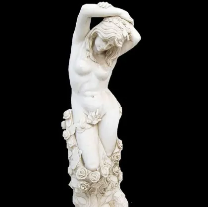 Cheap and fine carving marble stone naked lady sculpture