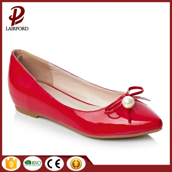 good quality red flat women cute shoes