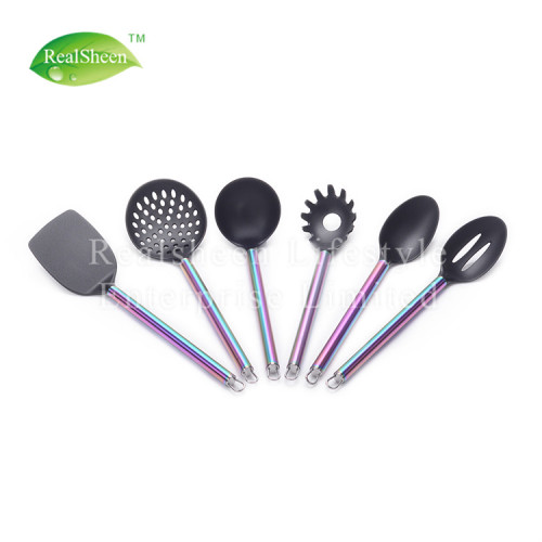 Outils de cuisson en nylon de 6 pièces avec poignée de revêtement