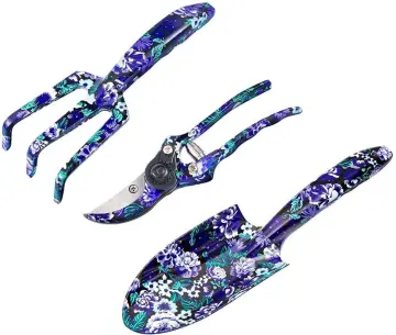 3 Piece Aluminum Floral Print Garden Tool Set