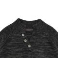 Pullover Rajutan Henley Pria Bertekstur Rib Leher Kancing