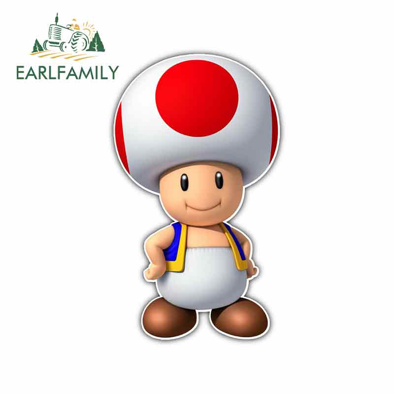 EARLFAMILY 13cm x 7.8cm For Super Mario Mushroom Fine Decal Waterproof CTR Decoration Car Assessoires 3D Car Stickers