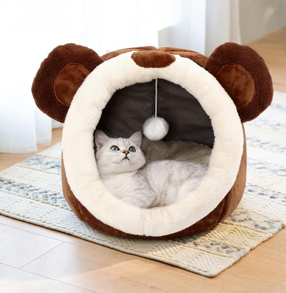 Cat Bed Cave with Removable Washable Cushioned Pillow