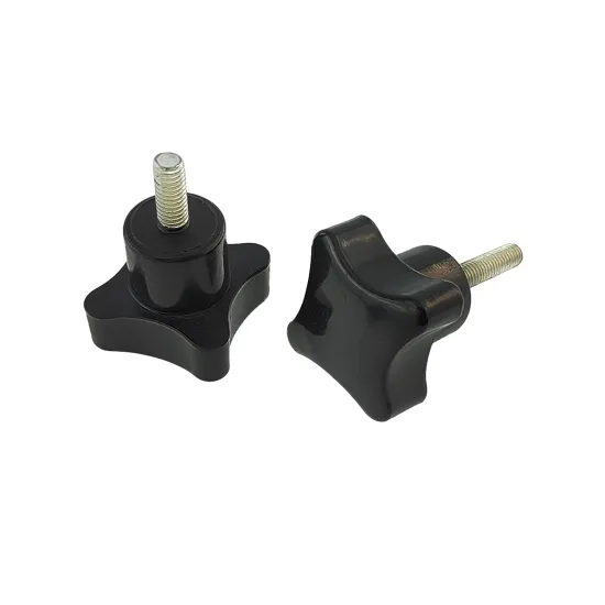 Metric Thread Bakelite Cross Star Handle Knob with Iron Galvanized or Stainless Steel Screw - Custom Color Four-Star Shape