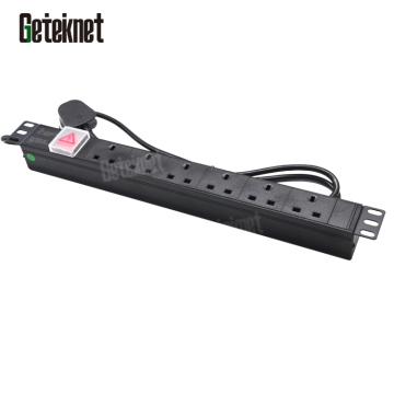 1.5M 1U 19'' PDU 6 Way Britain Socket Rack Mount 16A Power Distribution Unit UK Type Socket Server Rack Mount PDU
