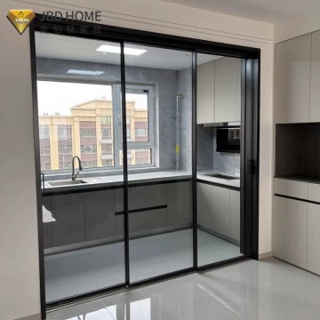 Frameless panoramic interior partition folding glass door