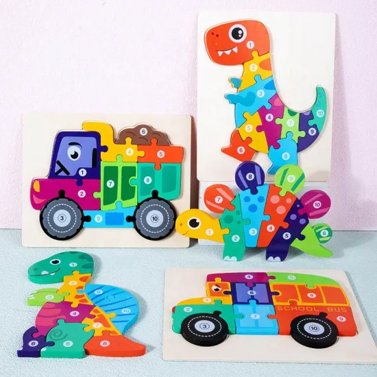 Eco-Friendly Wood 3D Animal Jigsaw Puzzle for Toddler Kids