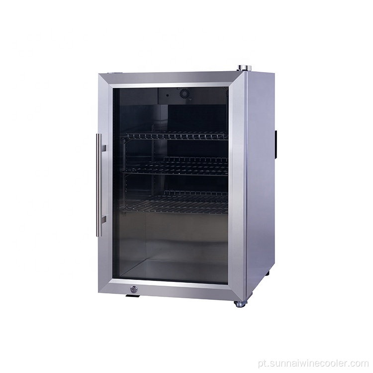66L de aço inoxidável Porta de vidro mini bebida refrigeradora