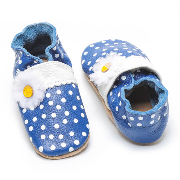 Blå print blød baby læder tøfler sko