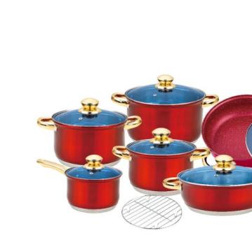Stainless Steel Cookware with Red Painted Finish