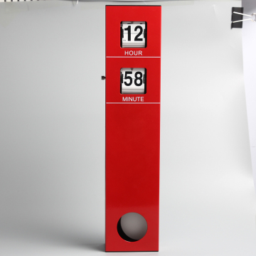 Long Wall Flip Clock with Pendulum Red