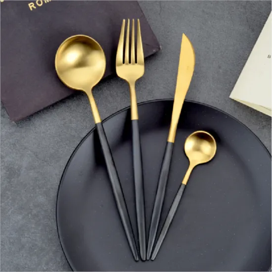 Portuguese Black Gold Knife And Fork Spoon