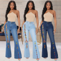 Women's Fashion Bandage Bell Bottom Denim Pants