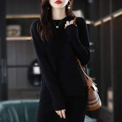 All wool knit skirt suit for women