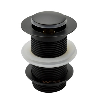 32mm Brass Basin Waste Sink Pop Up Push Button Click Clack Plug - Black