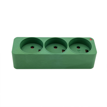Green 3 Outlet Socket with LED Light, Waterproof and Anti-Shock - 16A 3 PIN Denmark Danish Design