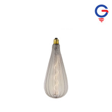 Bec LED din sticlă cu dungi verticale, gri deschis