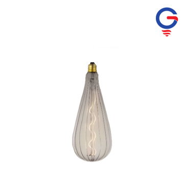 Light Gray Vertical Striped Glass LED Bulb